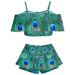 Feather, Bird, Pattern, Peacock, Texture Kids  Off Shoulder Skirt Bikini by nateshop