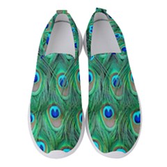 Feather, Bird, Pattern, Peacock, Texture Women s Slip On Sneakers by nateshop