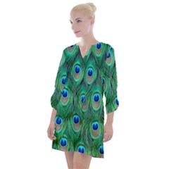 Feather, Bird, Pattern, Peacock, Texture Open Neck Shift Dress by nateshop