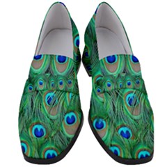 Feather, Bird, Pattern, Peacock, Texture Women s Chunky Heel Loafers by nateshop