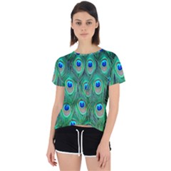 Feather, Bird, Pattern, Peacock, Texture Open Back Sport T-shirt