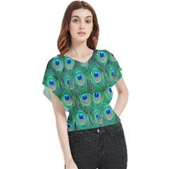 Feather, Bird, Pattern, Peacock, Texture Butterfly Chiffon Blouse