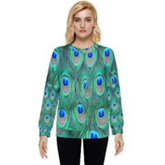 Feather, Bird, Pattern, Peacock, Texture Hidden Pocket Sweatshirt