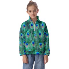 Feather, Bird, Pattern, Peacock, Texture Kids  Half Zip Hoodie by nateshop