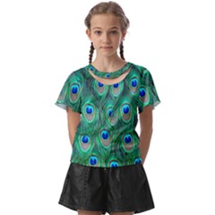 Feather, Bird, Pattern, Peacock, Texture Kids  Front Cut T-shirt by nateshop