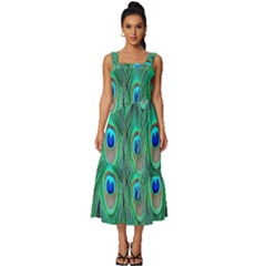 Feather, Bird, Pattern, Peacock, Texture Square Neckline Tiered Midi Dress by nateshop