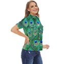 Feather, Bird, Pattern, Peacock, Texture Women s Short Sleeve Double Pocket Shirt View2