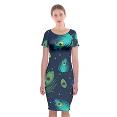 Feather, Bird, Pattern, Classic Short Sleeve Midi Dress by nateshop