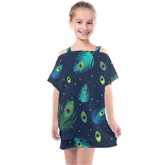 Feather, Bird, Pattern, Kids  One Piece Chiffon Dress by nateshop