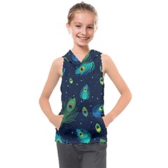 Feather, Bird, Pattern, Kids  Sleeveless Hoodie by nateshop