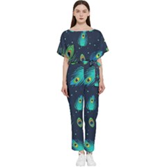 Feather, Bird, Pattern, Batwing Lightweight Chiffon Jumpsuit by nateshop