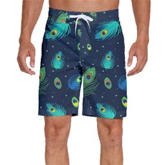 Feather, Bird, Pattern, Men s Beach Shorts by nateshop