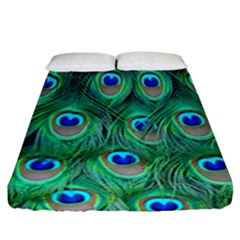 Peacock Feathers, Bonito, Bird, Blue, Colorful, Feathers Fitted Sheet (california King Size) by nateshop