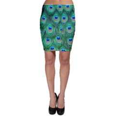 Peacock Feathers, Bonito, Bird, Blue, Colorful, Feathers Bodycon Skirt by nateshop