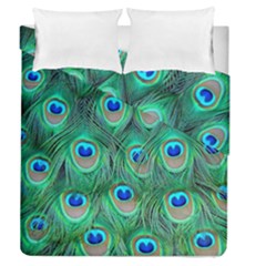 Peacock Feathers, Bonito, Bird, Blue, Colorful, Feathers Duvet Cover Double Side (queen Size) by nateshop