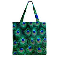 Peacock Feathers, Bonito, Bird, Blue, Colorful, Feathers Zipper Grocery Tote Bag by nateshop