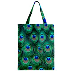 Peacock Feathers, Bonito, Bird, Blue, Colorful, Feathers Zipper Classic Tote Bag by nateshop