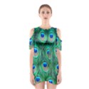 Peacock Feathers, Bonito, Bird, Blue, Colorful, Feathers Shoulder Cutout One Piece Dress View1