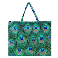 Peacock Feathers, Bonito, Bird, Blue, Colorful, Feathers Zipper Large Tote Bag by nateshop