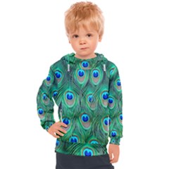 Peacock Feathers, Bonito, Bird, Blue, Colorful, Feathers Kids  Hooded Pullover by nateshop