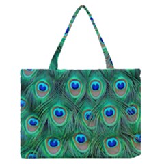 Peacock Feathers, Bonito, Bird, Blue, Colorful, Feathers Zipper Medium Tote Bag by nateshop