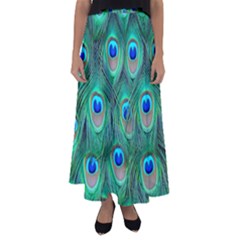 Peacock Feathers, Bonito, Bird, Blue, Colorful, Feathers Flared Maxi Skirt by nateshop