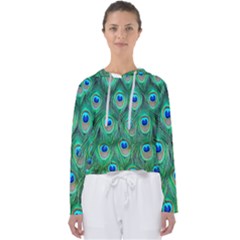 Peacock Feathers, Bonito, Bird, Blue, Colorful, Feathers Women s Slouchy Sweat by nateshop