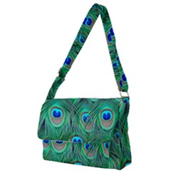 Peacock Feathers, Bonito, Bird, Blue, Colorful, Feathers Full Print Messenger Bag (s) by nateshop