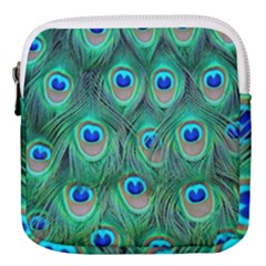 Peacock Feathers, Bonito, Bird, Blue, Colorful, Feathers Mini Square Pouch