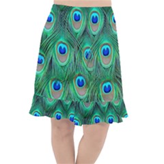 Peacock Feathers, Bonito, Bird, Blue, Colorful, Feathers Fishtail Chiffon Skirt by nateshop