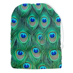 Peacock Feathers, Bonito, Bird, Blue, Colorful, Feathers Drawstring Pouch (3xl) by nateshop