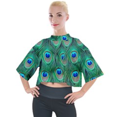 Peacock Feathers, Bonito, Bird, Blue, Colorful, Feathers Mock Neck T-shirt by nateshop