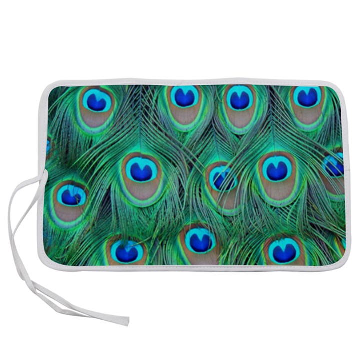 Peacock Feathers, Bonito, Bird, Blue, Colorful, Feathers Pen Storage Case (L)