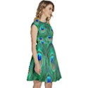 Peacock Feathers, Bonito, Bird, Blue, Colorful, Feathers Cap Sleeve High Waist Dress View3