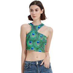 Peacock Feathers, Bonito, Bird, Blue, Colorful, Feathers Cut Out Top by nateshop