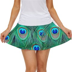 Peacock Feathers, Bonito, Bird, Blue, Colorful, Feathers Women s Skort