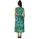 Peacock Feathers, Bonito, Bird, Blue, Colorful, Feathers Sleeveless Round Neck Midi Dress View4