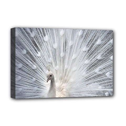 White Feathers, Animal, Bird, Feather, Peacock Deluxe Canvas 18  X 12  (stretched) by nateshop