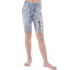 White Feathers, Animal, Bird, Feather, Peacock Kids  Mid Length Swim Shorts