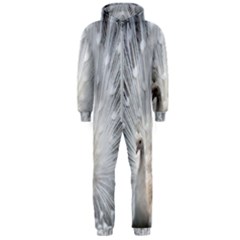 White Feathers, Animal, Bird, Feather, Peacock Hooded Jumpsuit (men) by nateshop