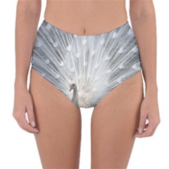 White Feathers, Animal, Bird, Feather, Peacock Reversible High-waist Bikini Bottoms