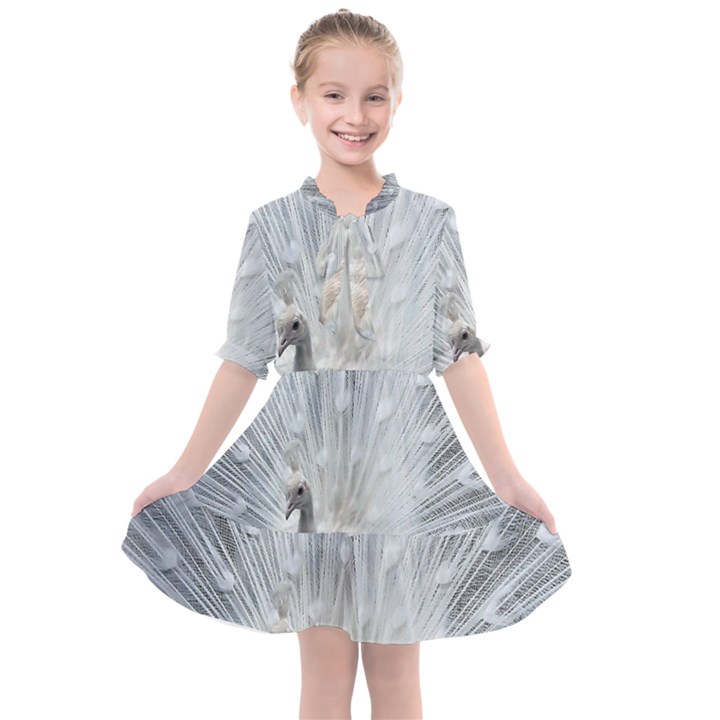 White Feathers, Animal, Bird, Feather, Peacock Kids  All Frills Chiffon Dress