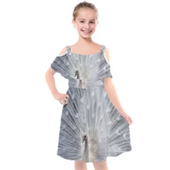 White Feathers, Animal, Bird, Feather, Peacock Kids  Cut Out Shoulders Chiffon Dress by nateshop