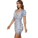 White Feathers, Animal, Bird, Feather, Peacock Low Cut Cap Sleeve Mini Dress View2