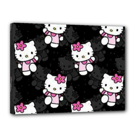 Hello Kitty, Pattern, Supreme Canvas 16  X 12  (stretched) by nateshop