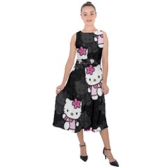 Hello Kitty, Pattern, Supreme Midi Tie-back Chiffon Dress