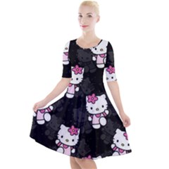 Hello Kitty, Pattern, Supreme Quarter Sleeve A-line Dress by nateshop