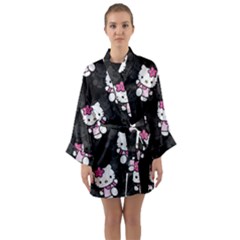 Hello Kitty, Pattern, Supreme Long Sleeve Satin Kimono by nateshop