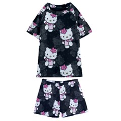 Hello Kitty, Pattern, Supreme Kids  Swim T-shirt And Shorts Set by nateshop