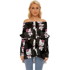 Hello Kitty, Pattern, Supreme Off Shoulder Chiffon Pocket Shirt